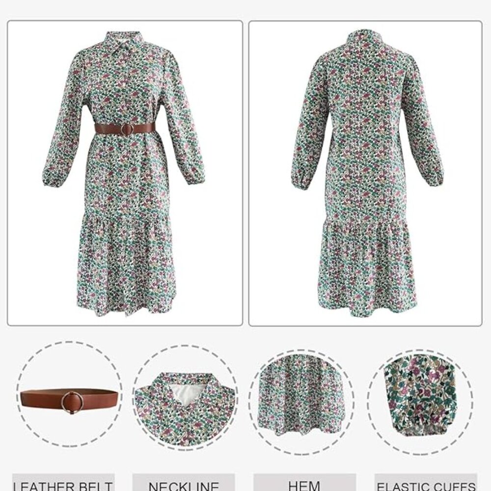 🌸 Boho Floral Puff Sleeve Midi Dress | Size S | NWT 🌸 - Picture 2 of 5